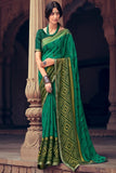 Green Embroidered Heavy Border Art Silk Saree