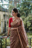 Art Silk Wedding Wear Saree In Brown Color