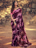 Beautiful Designer Embroidered Lycra Saree in Wine