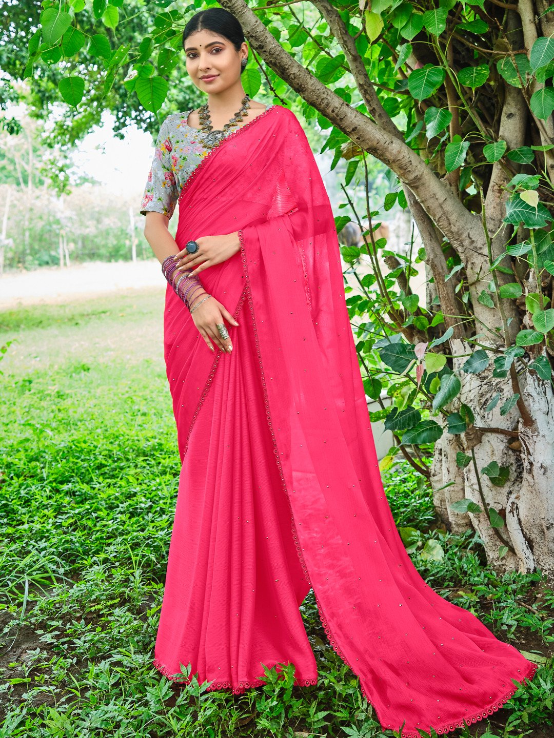 Irresistible Peach And Rose Pink Color Soft Silk Party Wear Saree For Party  - Desitheory
