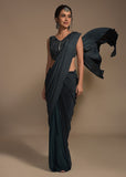 Gray Colored Designer Party Wear Saree For Women