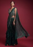 Delightful Party Wear Black  Silk Readymade Saree