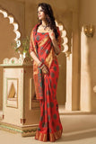 Monjolika FashionOrange  Woven Banarasi Silk Saree with Unstitched Blouse