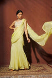 Buy Yellow Colored Chiffon Sarees Online for Women