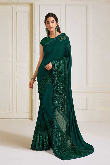 Party Wear Embroidery Black Designer Saree | Bengal Looms