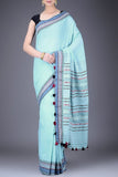 Blue Colored  Silk Embroidery Designer l Wear Saree