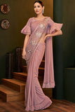 Pure Sateen Silk Party Wear Saree In Pink