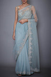 Blue Color in Georgette Casual Wear  Organza Designer Saree