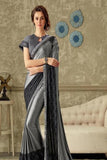 Gray Colored Net Party Wear Saree For Party Waer