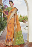 Unique Orange  Color Soft Silk Saree Image