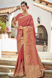 Dashing Peach  Color Soft Silk Designer Saree Design