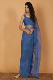 Blue Colored Organza designer Saree Fashion
