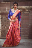 Flattering Peach Color Designer Silk Saree Collection