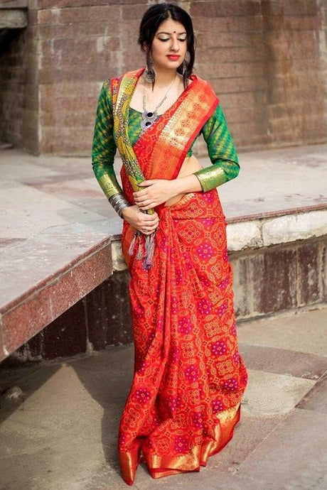 Red Cotton with Lurex stripe saree– Swapna Creation