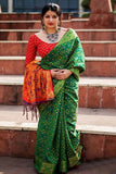 Glowing Green  Color Designer Silk Saree Design