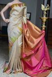 Adning Cream  Color Designer Silk Saree  Latest Saree Design