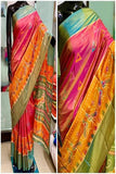 Artistic Orange  Color Linen Designer Digital Print khanachi saree