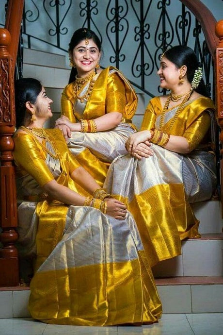 Buy Yellow Kanjivaram Silk Saree T398465