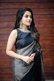 Black Colored  Lycra Saree With Designer Blouse