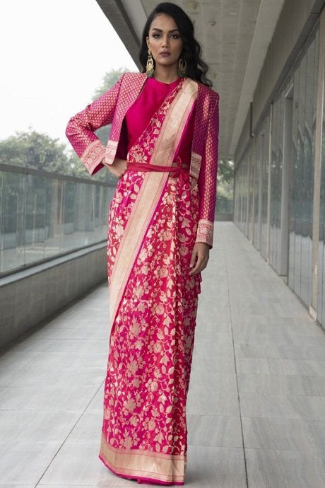 Light Pink Leheriya Saree