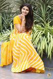 Saree in Mustard Yellow Khadi & Silk with Weaving