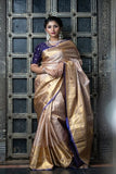 Beige Colour Net Saree With Silk Blouse
