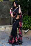 Black Georgette Saree With Fancy Blouse