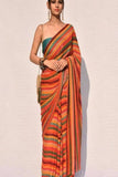 Awesome Green And Orange Color Soft Silk Designer Sarees fashion illustration