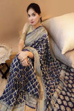 Berry Blue Zari Butta Woven Banarasi soft silk sarees online