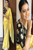 Gorgeous Golden Yellow Pure Desi Bhagalpuri Tussar Silk Saree