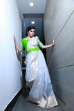 Light Green Saree with Contrast Blouse