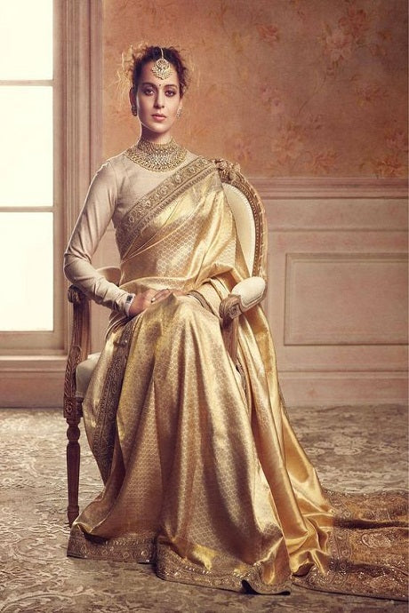 Plain Golden Silk Bridal Saree, Dry clean, 6 m (with blouse piece) at Rs  25000 in Chennai