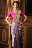 Sparkling Royal Blue Cotton Silk Sequins Saree