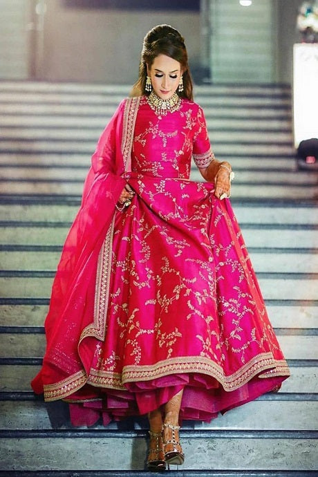 Pink Color Designer Bridal Lehenga Choli With Embroidery Work Viscose Fabric