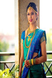 Comely Blue Weaving Digital Silk Saree Photo