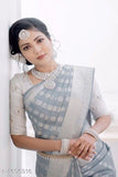 Appealing Gray Soft Banarasi Silk Saree With Glorious Blouse Piece
