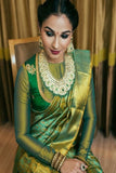 Engrossing Green Colored Saree With Blouse For Women