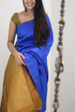 Enchanting Blue Designer Silk Saree With Blouse