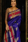 Gorgeous Peacock Purple  Color Kanchipuram Brasso Saree