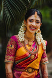 Ethnic Orange Colored Soft Banarasi Silk Saree With Outstanding Blouse