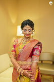 Yellow Colored Wedding Wear Saree Design