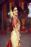Beige Soft Pure Fancy Silk Saree For Wedding Function