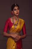 Dalliance Yellow Pure Cotton Silk Saree With Designer Blouse