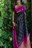 Adorable Purple Colored Chex Designer  Soft Handloom Weaving Silk Saree