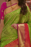 Fascinating Pista Green N Pink Color Soft Silk Saree Banarasi silk saree