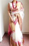 fashion trends White And Pink Color Soft Silk Saree