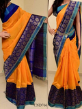 Eye Catching Orrange And Blue Color Soft Silk Saree online