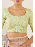 Pista Prince Cut Embroidered U-neck Half Sleeve Blouse