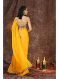 Gold Art Silk Readymade Saree Blouse