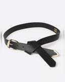 Black Leather Belt Self Buckle